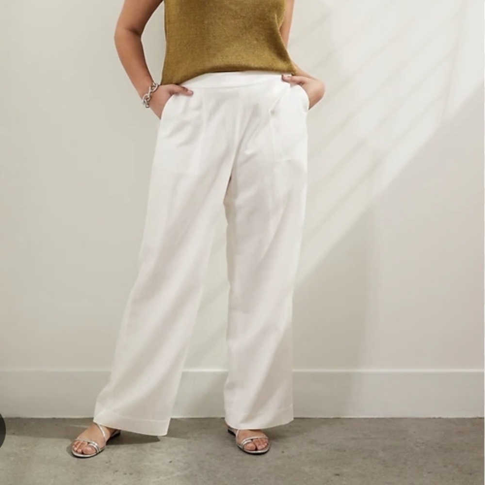 BR cotton/linen wide leg pants